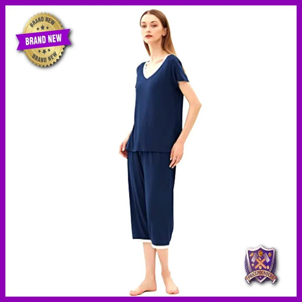 Lightweight Bamboo Viscose Pajama Set for Night Sweats, Moisture Wicking, Size